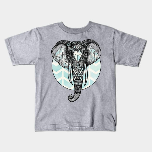 Blue Chevron Elephant Kids T-Shirt by StylishTayla